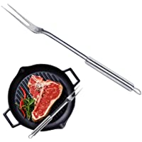 Tenedor de barbacoa de acero inoxidable con mango ovalado Tenedor de barbacoa de mango largo con anillo colgante Los…
